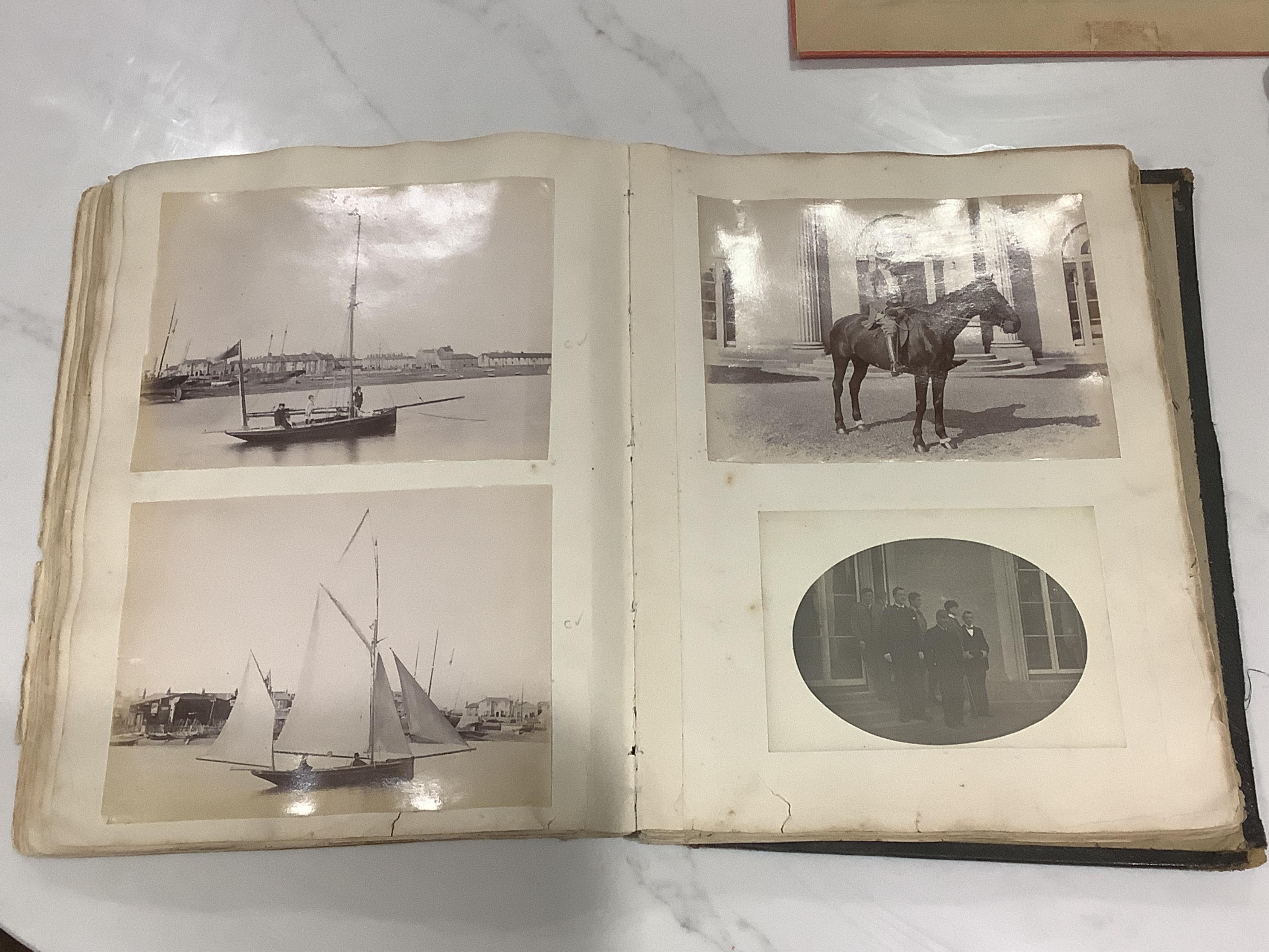 Sussex & Shoreham by Sea Interest; an incomplete album ‘The Buckingham Book’ a scrapbook compiled by the Head Family of Buckingham House, Old Shoreham, circa 1889-1905, with three unused rolls of tickets for the Old Shor